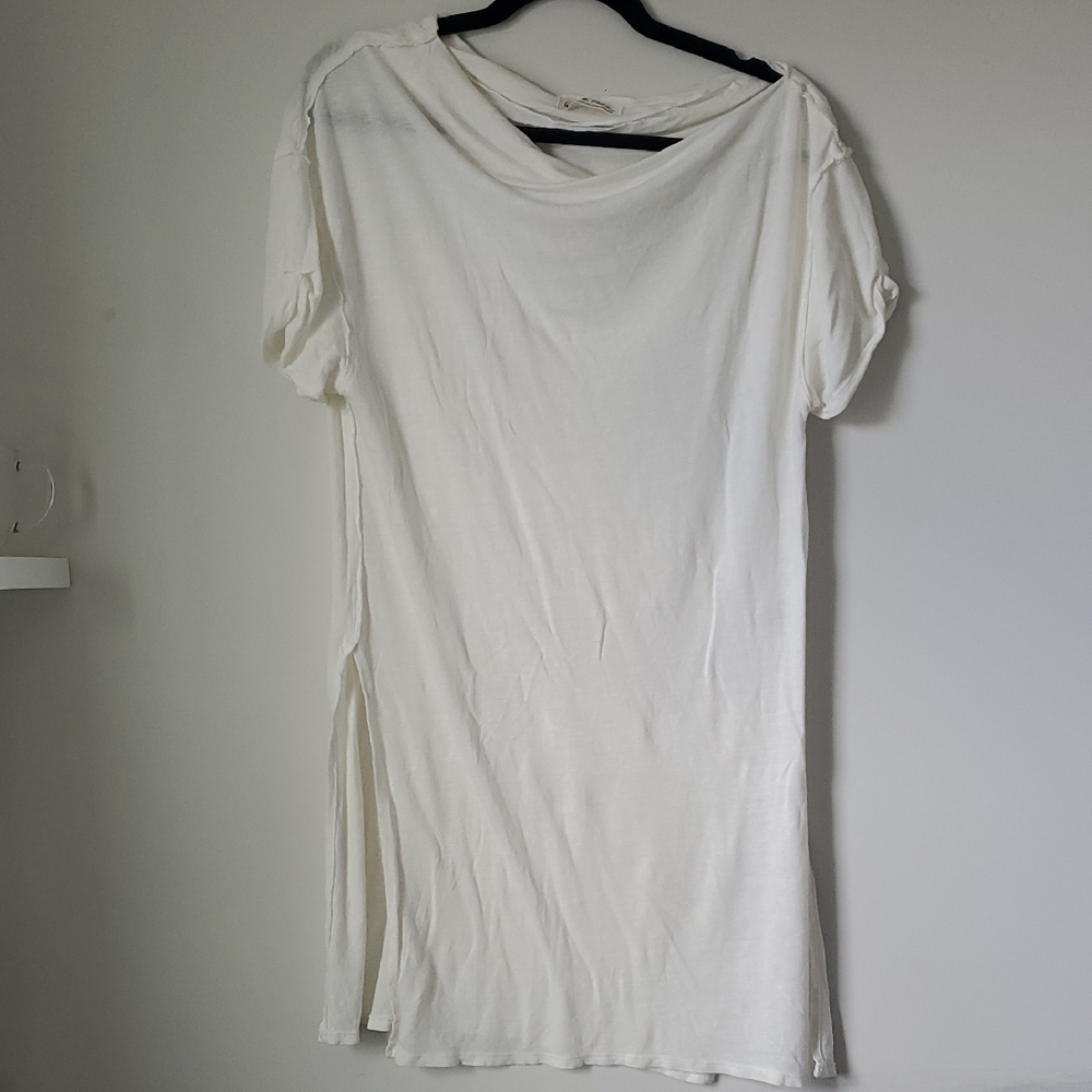 Free People Cream Short Sleeve Tunic